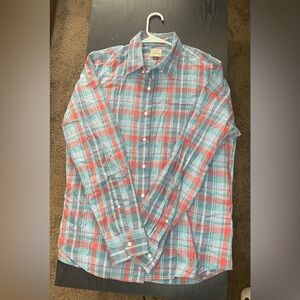 J. Crew Men's Plaid Button-Down Shirt in Blue and Red